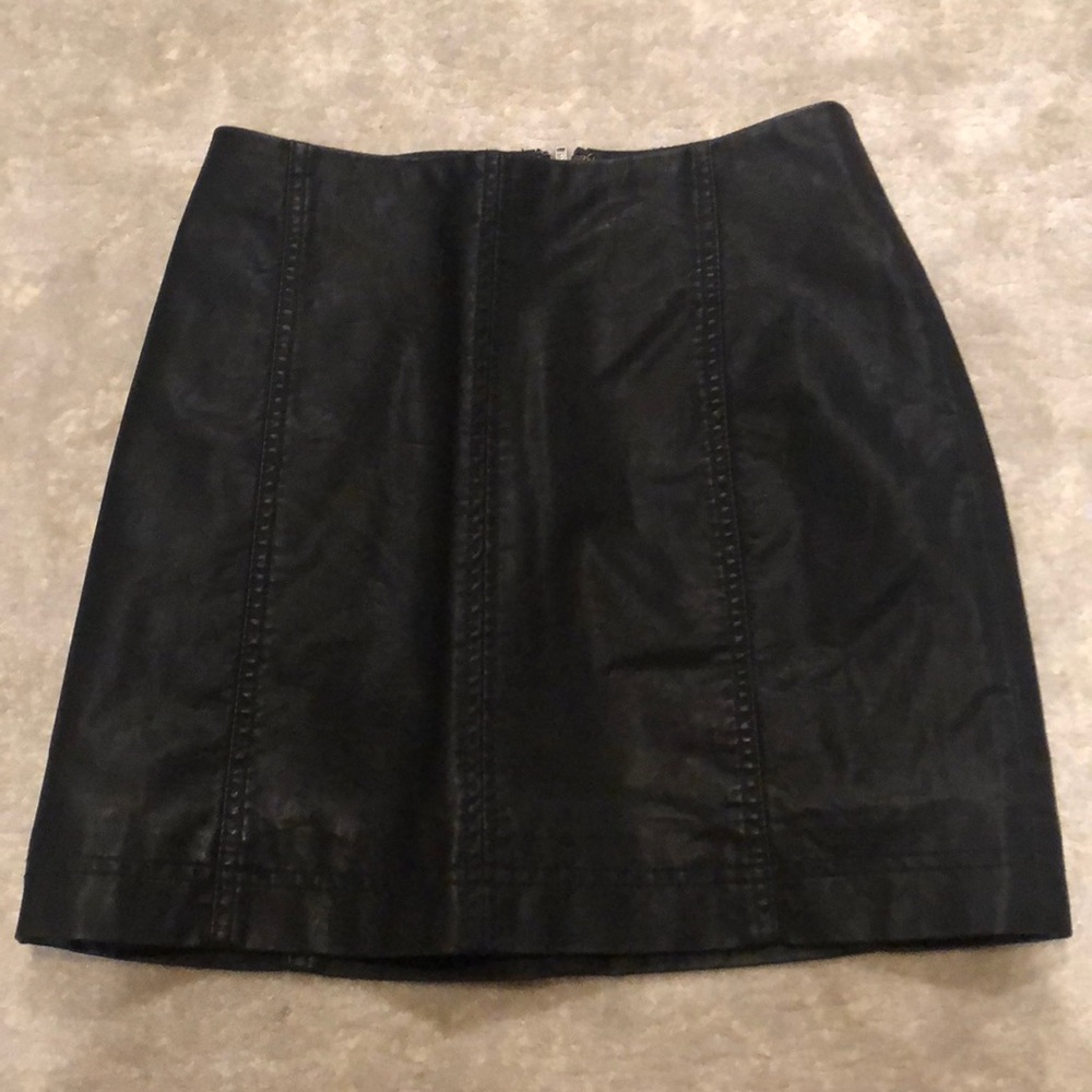 Free people Black vegan leather mini skirt